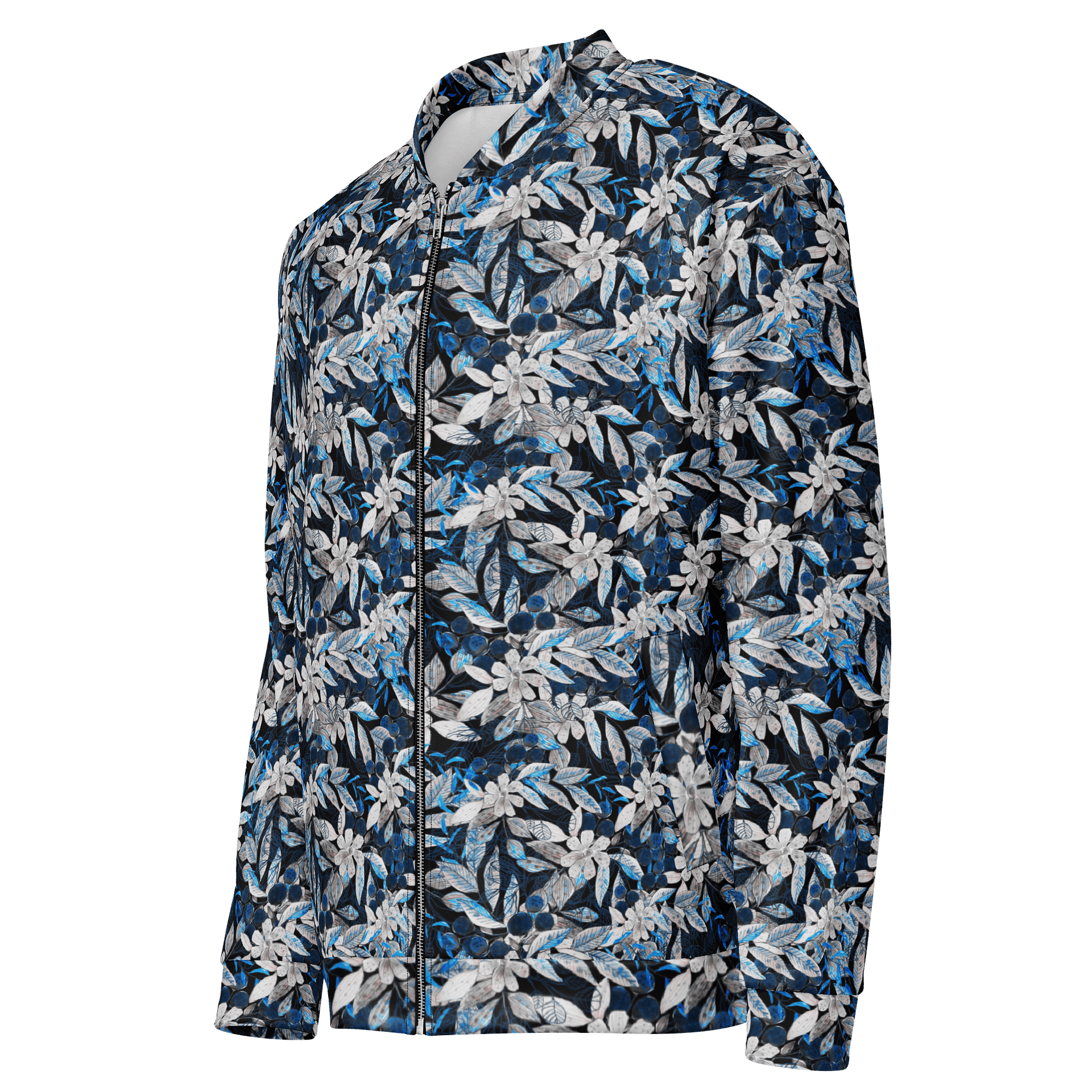 Blue White Garden Bomber Jacket product image (3)