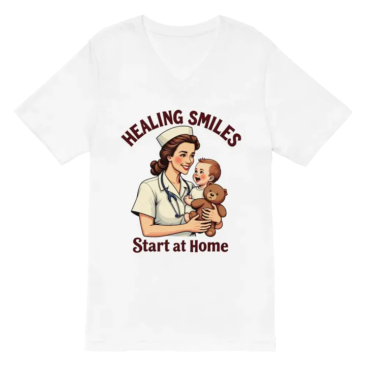 medical moms, dads, Healing Smiles Nurse V-Neck Tee product image (2)