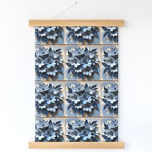 Seamless Pattern - Painted Floral Tile Pattern 1 in Shades of Blue and White product image (12)