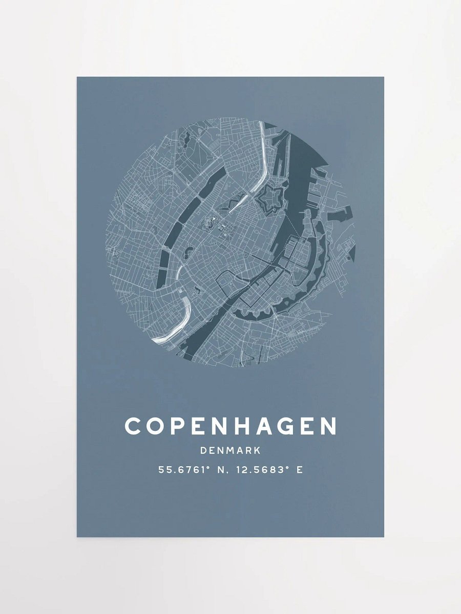 Copenhagen Street Map Poster – Blue Minimalist Circular City Art product image (4)