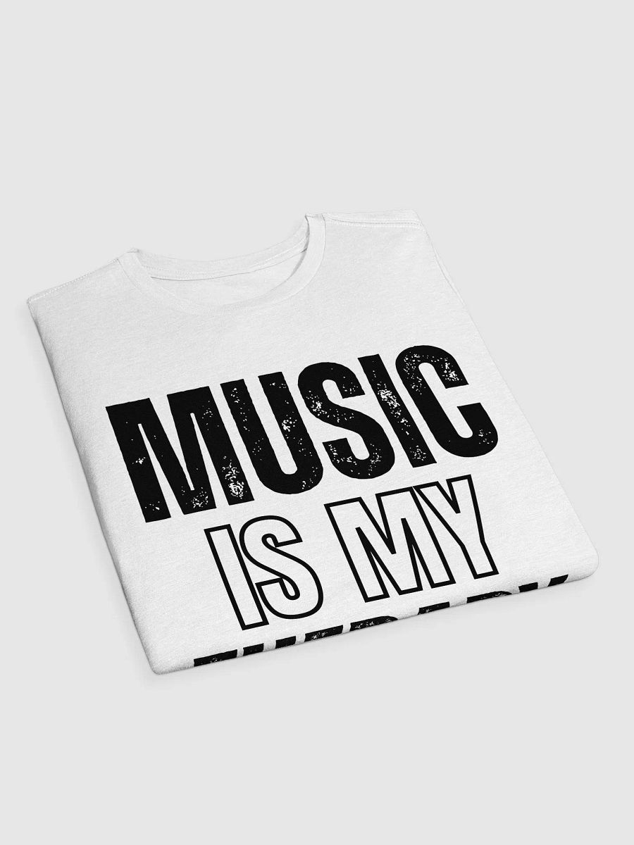 GRAPHIC T-SHIRT NEXT LEVEL WHITE T-SHIRT "MUSIC IS MY THERAPY" SLOGAN product image (3)