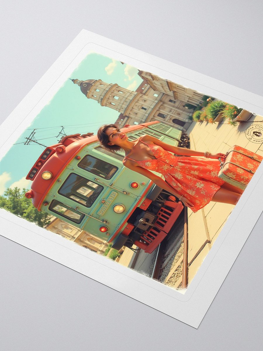 Floral Wanderlust Sticker – Retro Tram Travel Vibe product image (3)