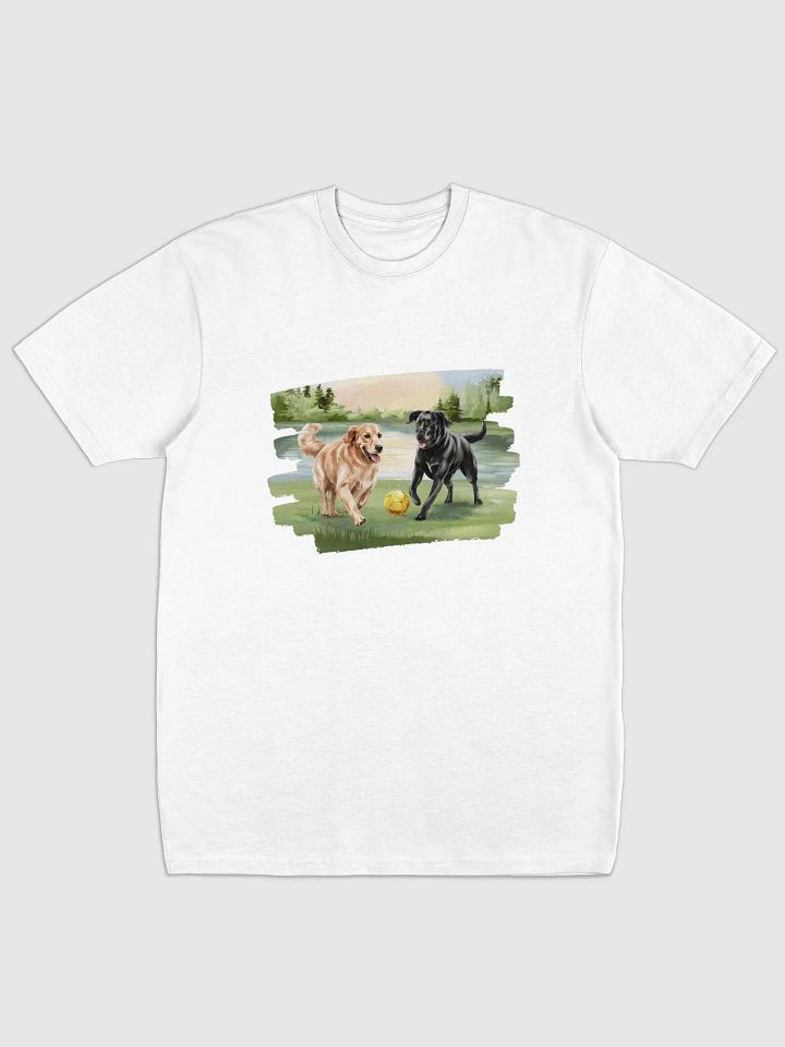 Two Dogs Playing Ball in the Garden T-Shirt product image (1)