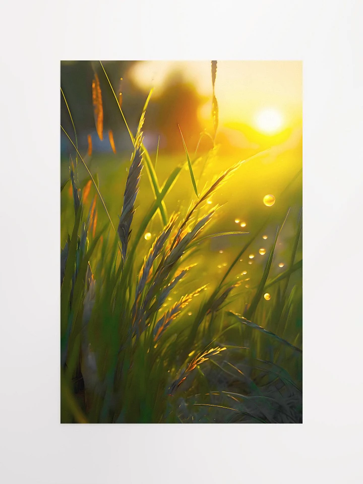 Golden Sunlight Shining Through Blades of Grass Matte Poster product image (2)