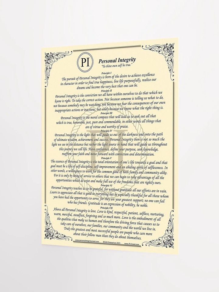 Personal Integrity Creed Poster 12"x16" product image (2)