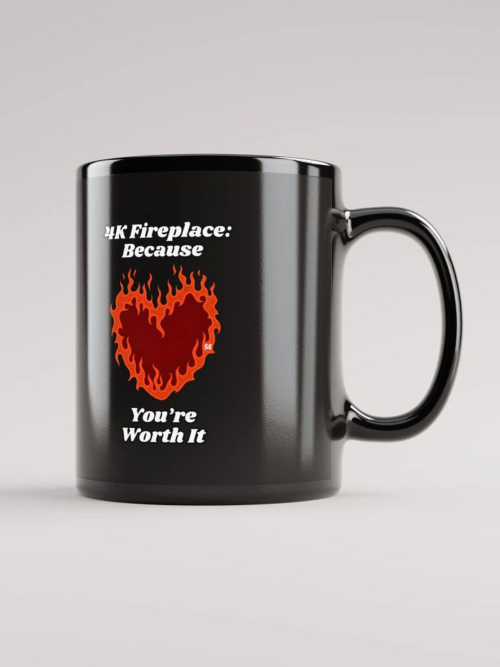 Flaming Heart - 4K Fireplace: Because You're Worth It | Black Glossy Mug product image (1)