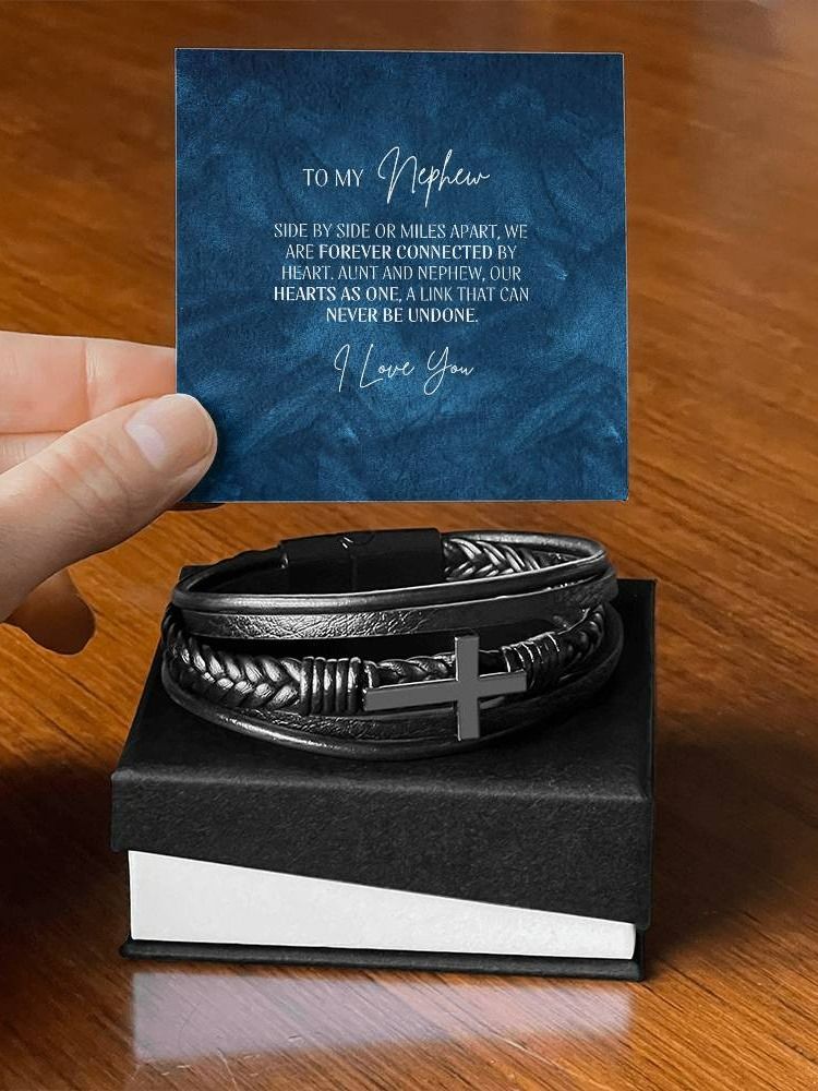 Nephew Cross Bracelet From Aunt - Forever Connected By Heart product image (7)