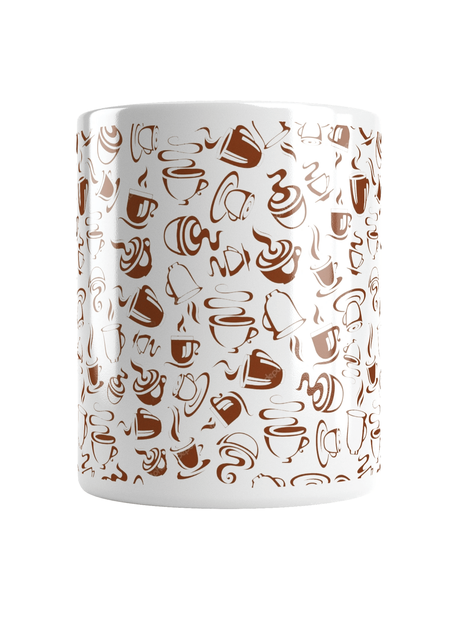 Coffee Cups and Mugs Seamless Pattern Print White Glossy Mug product image (6)