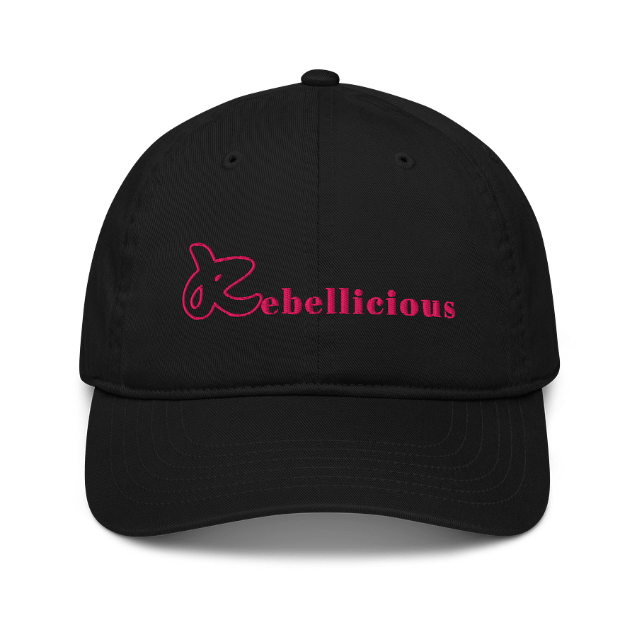 Rebellicious Organic Dad Hat Pink Text product image (1)