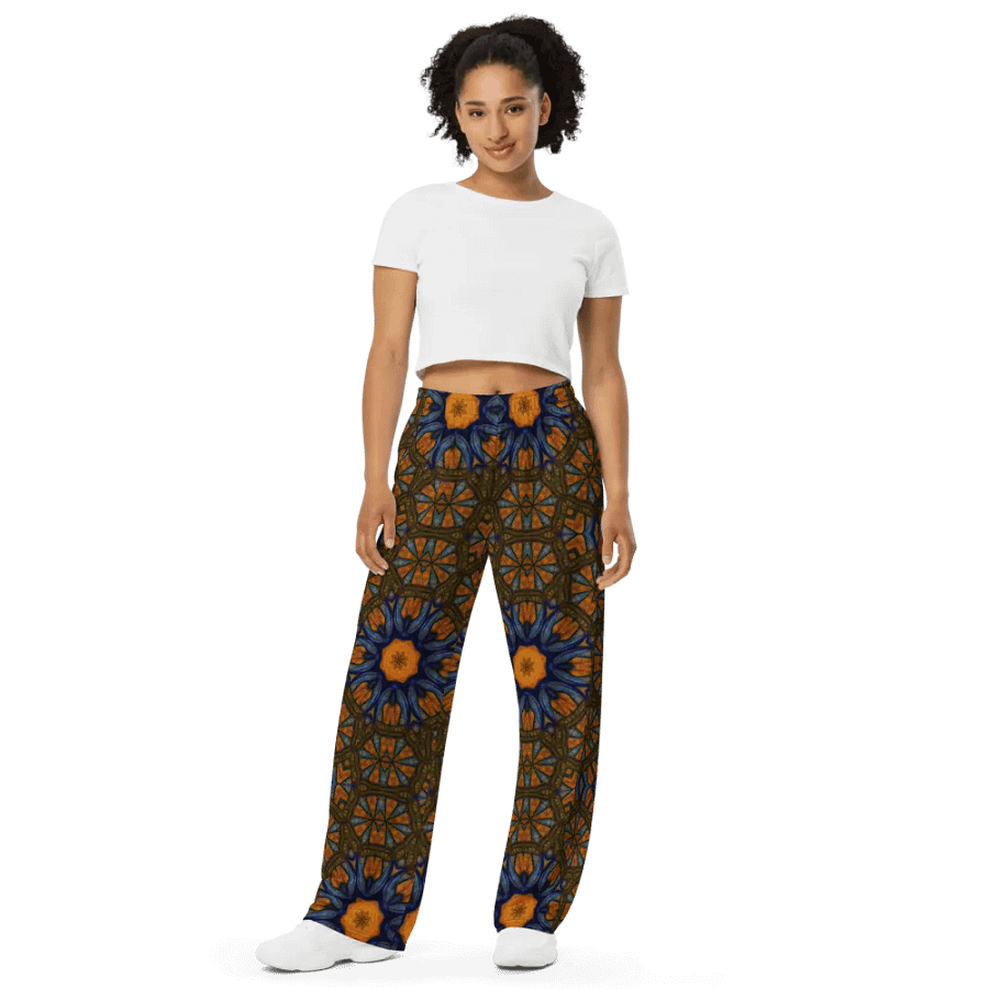 Orange and Blue Sketchy Kaleidoscope Wideleg Pants product image (2)
