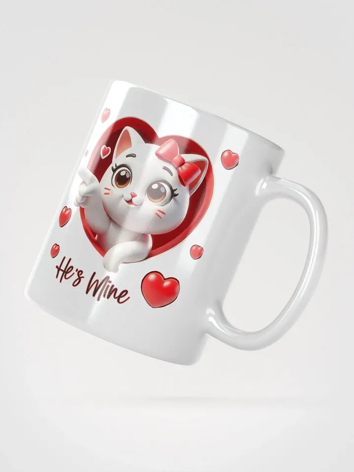 Cute Cat Heart Mug Purrfect Love "He's Mine!" product image (4)