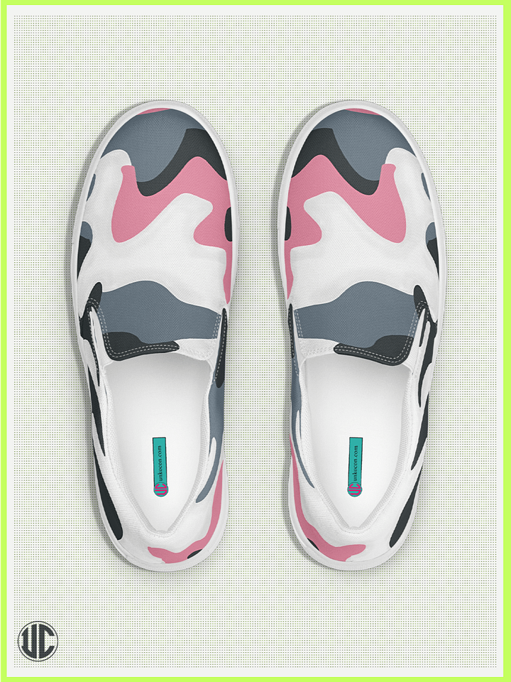 UnkoCon – Bubblegum Pink Urban Camo Women’s Slip-On Shoes product image (1)
