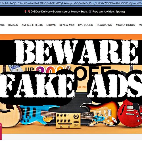 SCAM ADS ON @instagram !!! PLEASE READ I CAM ACROSS TWO FAKE ADS ON @instagram just now!!! CLAIMING TO BE @GuitarCenter AND A...