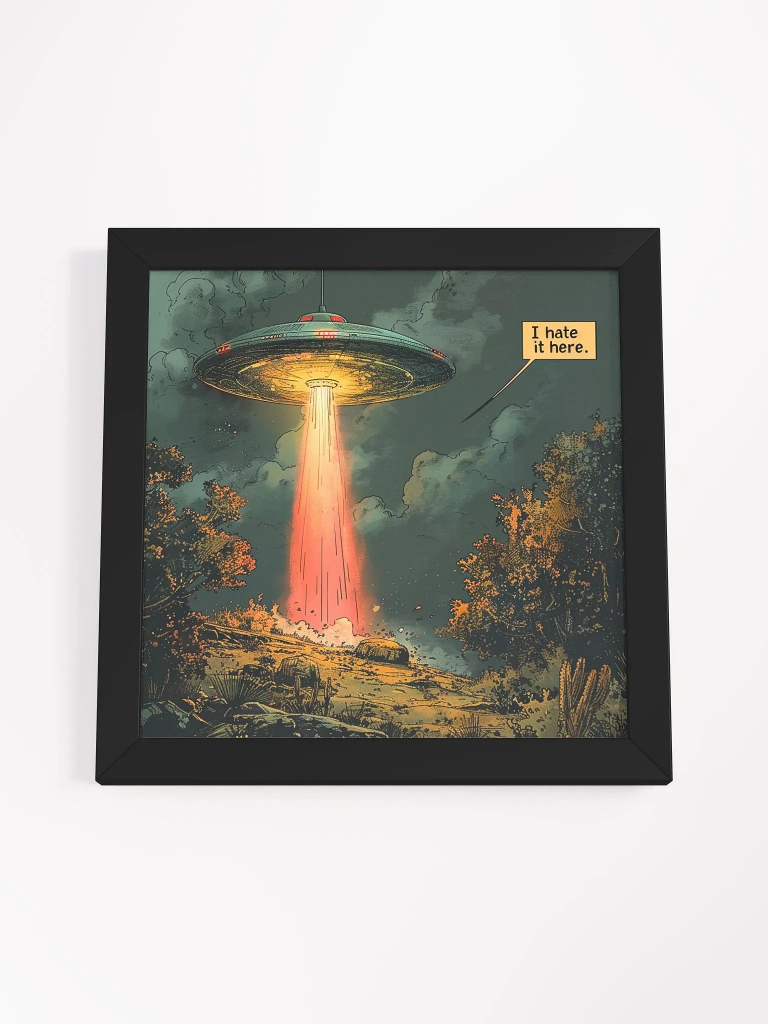Color Sketch Of UFO Plea For Help Wall Art. product image (35)