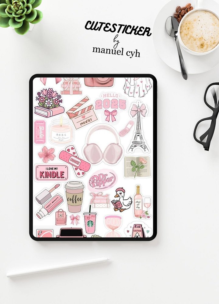 Pink Kawaii Happy Moments Sticker Sheet product image (53)