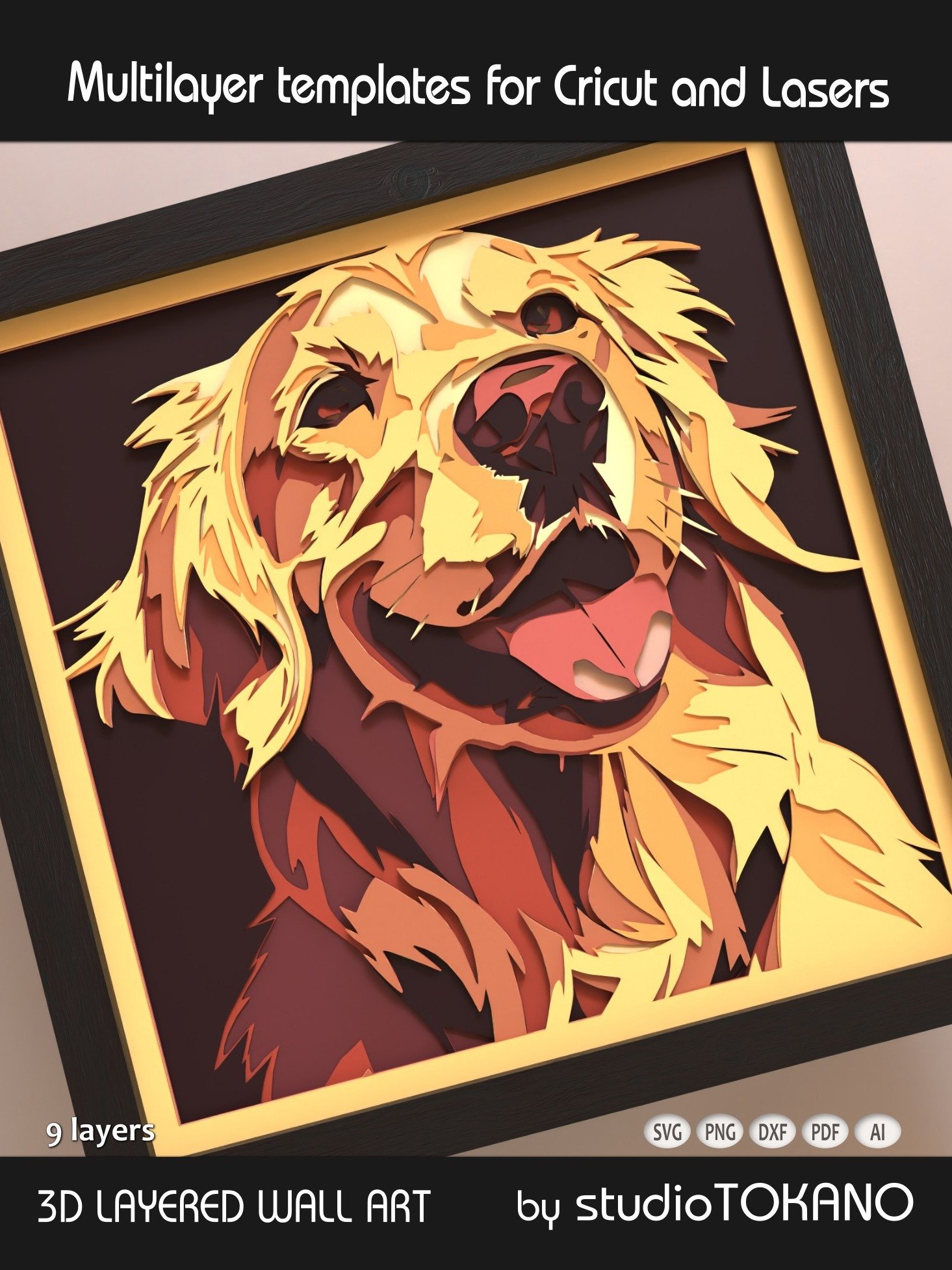 Golden Retriever Dog 3D Cardstock SVG product image (3)