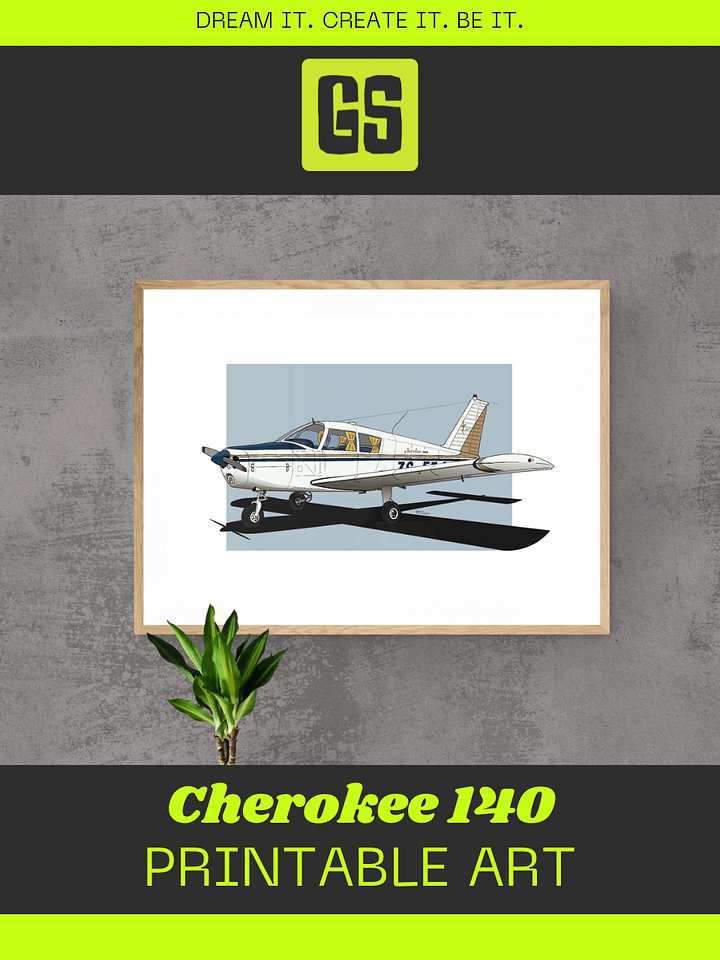 Piper Cherokee 140 ZS-EEJ Digital Printable Aviation Art Illustration The perfect Pilot Gift product image (1)
