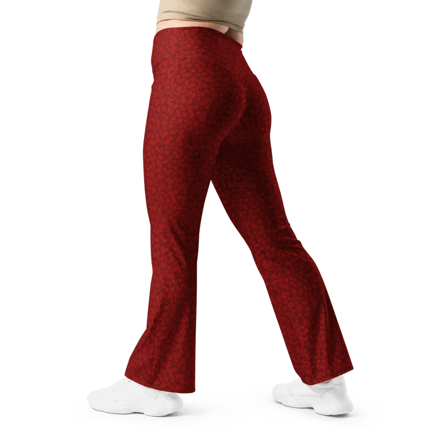 Burgundy Leopard Print Flare Leggings product image (6)