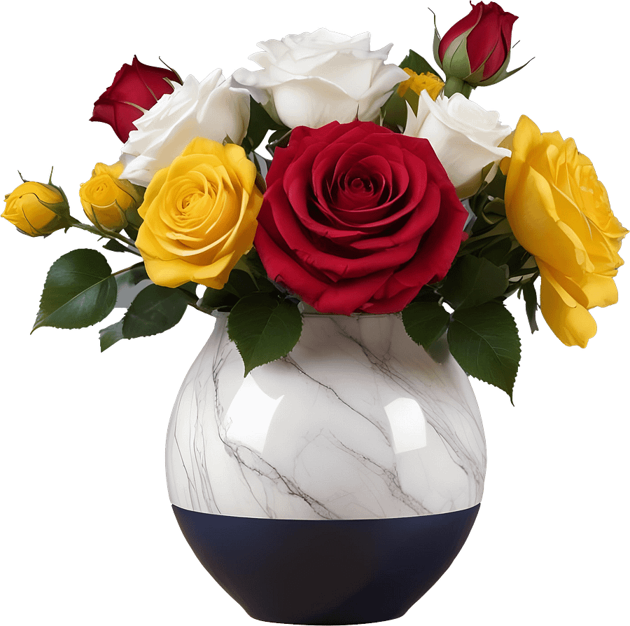 Eternal Romance – Marble Rose Vase PNG product image (1)