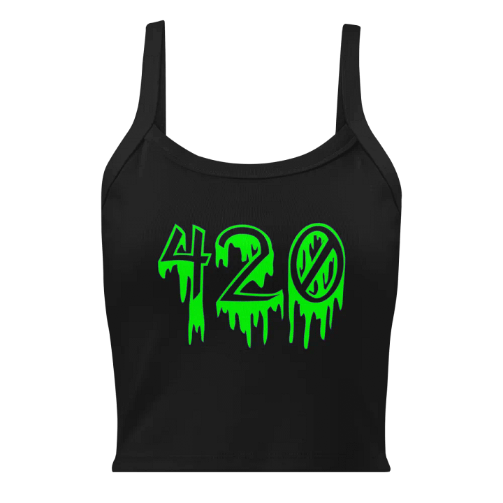 Green 420 Twisted Black Tank Top, Women's Creepy Dripping Stoner Shirt product image (1)
