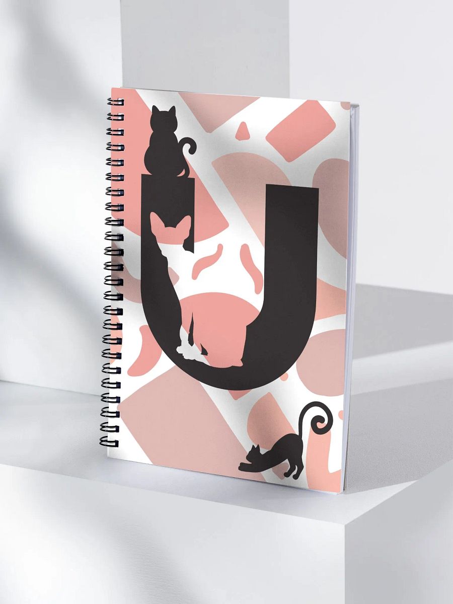Monogram Letter U Cat Lover Geometric Pinks Notebook product image (4)