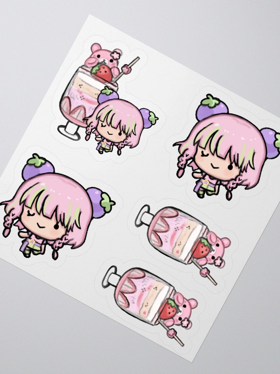 The Mango, the Bear, and the Strawberry Parfait Sticker Sheet (4x4") product image (2)