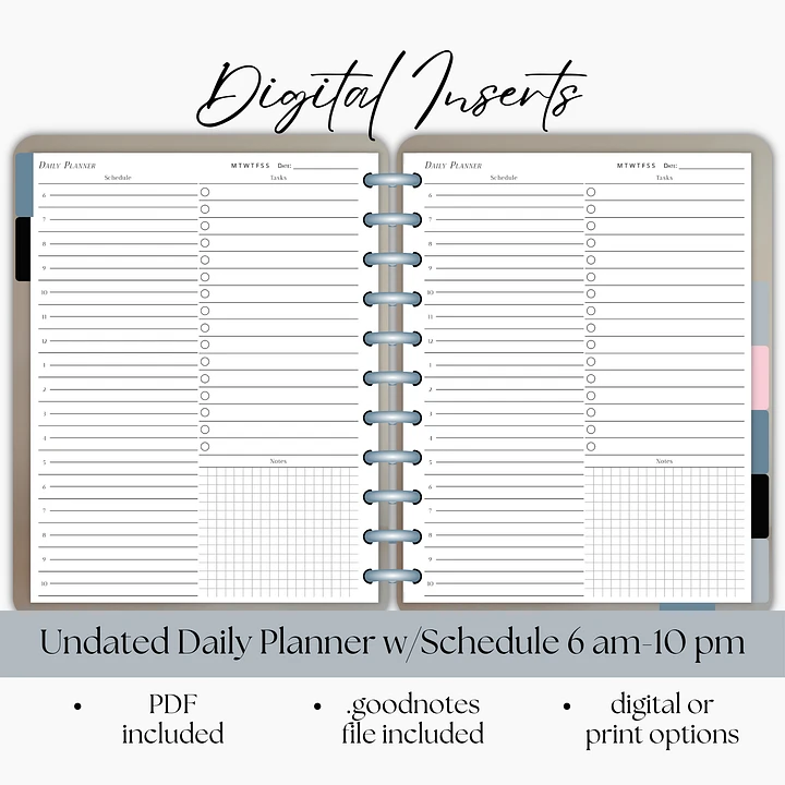 Daily Layout Schedule & Tasks Planner Digital Insert- Portrait Orientation product image (1)