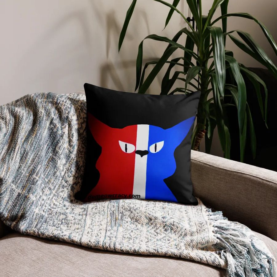 Original Tricolor DeMeowcracy Cat Reversible Pillow Cover - Red, White and Blue product image (3)