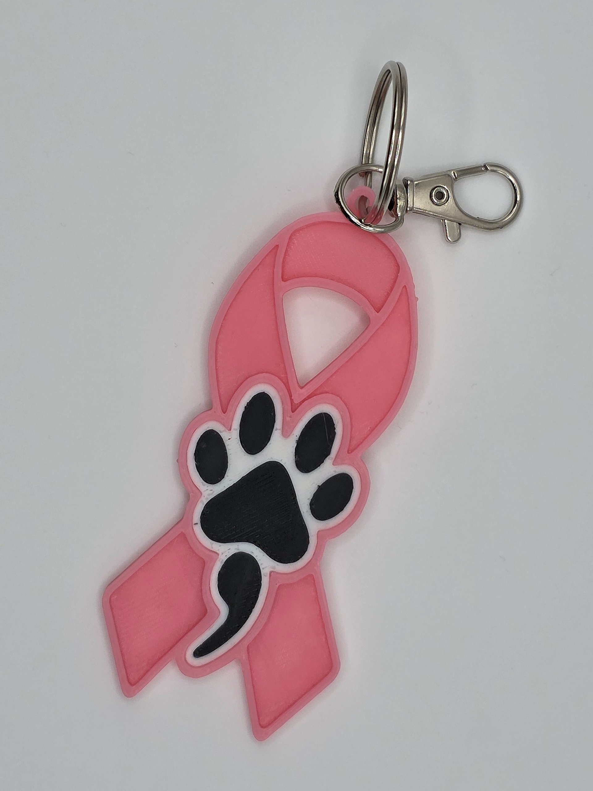 🩷 Pink Awareness Ribbon Keychain | Pink Ribbon with Dog Paw product image (3)