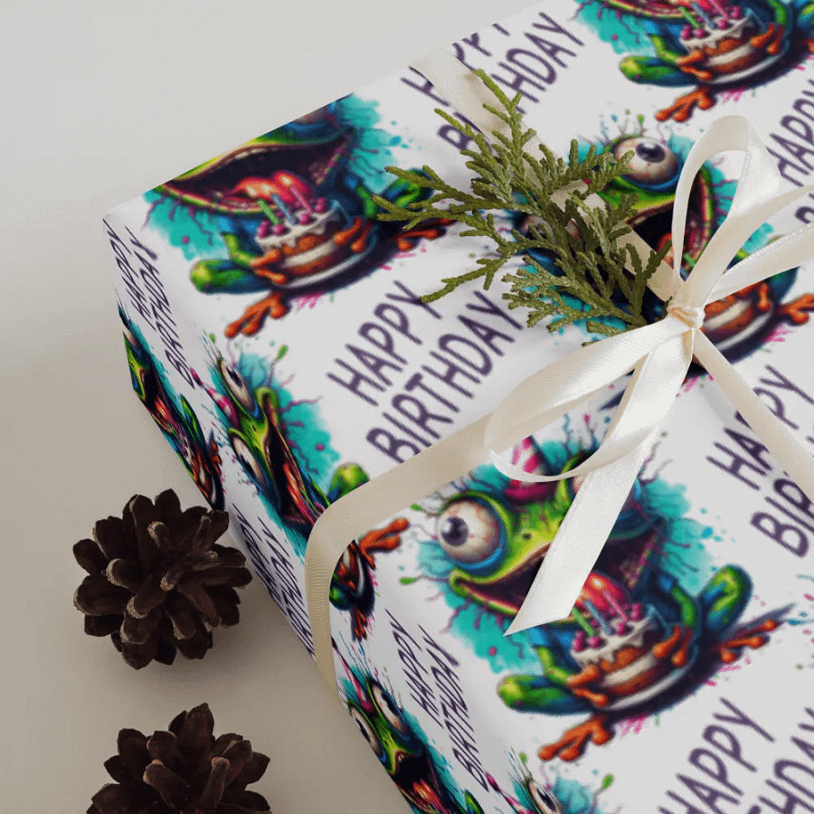 Frog Birthday Wrapping Paper Sheets | Happy Birthday Gift Wrap Set product image (8)