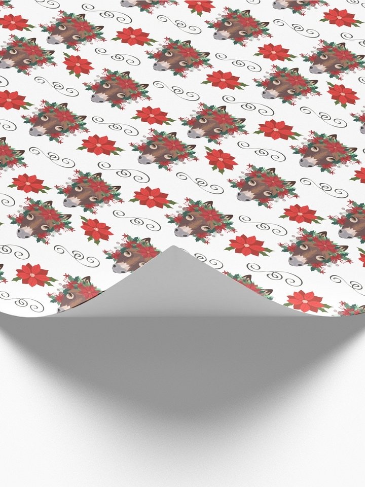 Donkey & Poinsettia Christmas Gift Wrapping Paper product image (2)