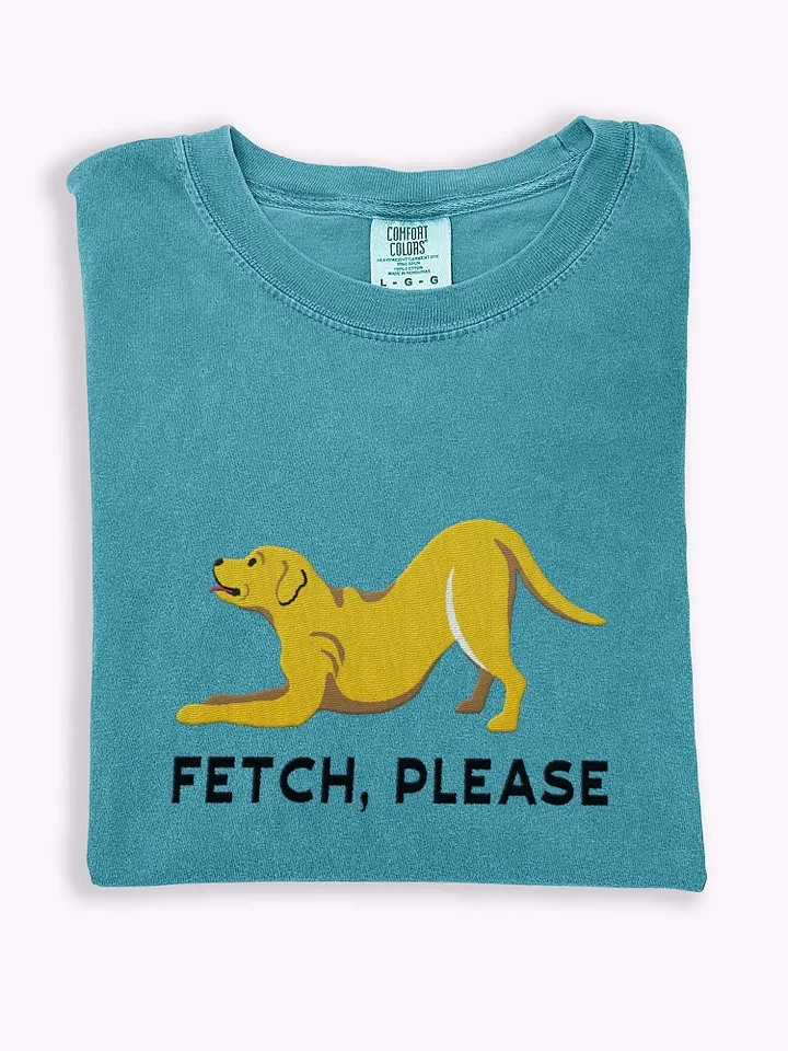 Fetch Please T-Shirt(Embroidered) of a Labrador Retriever(Yellow) product image (1)