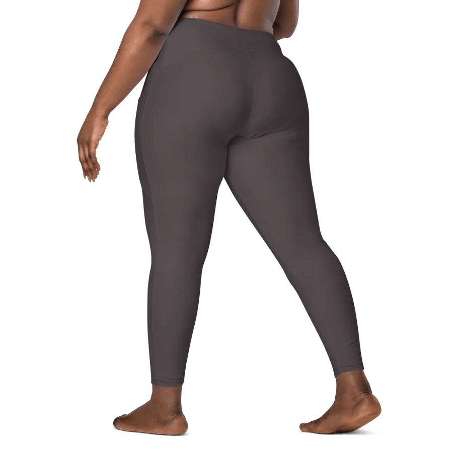 Plain Dark Brown True Summer Women's High Waisted Premium Crossover Leggings with Pockets by Treasure Pie product image (9)