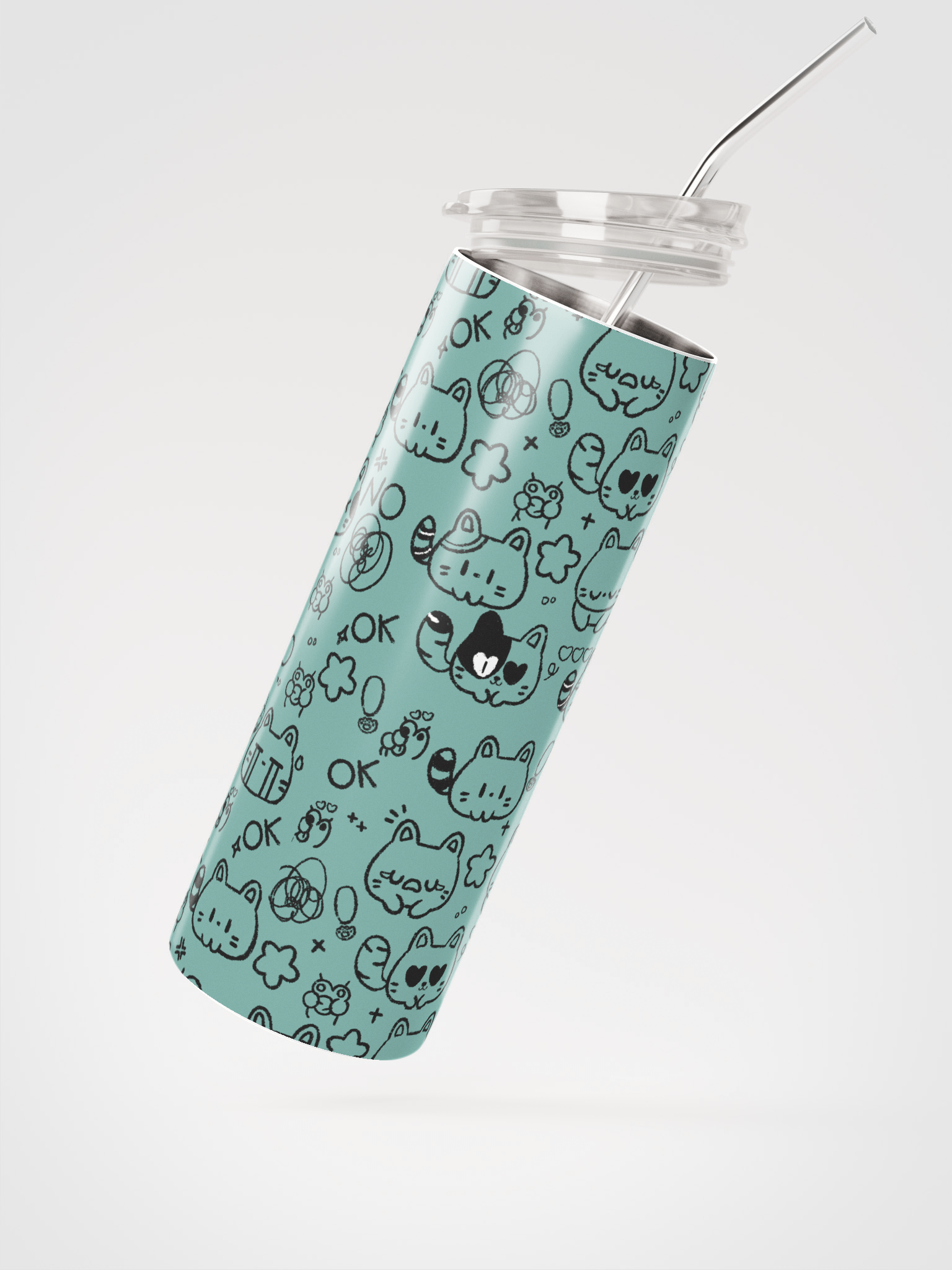 Cat Doodle Stainless Steel Tumbler product image (2)