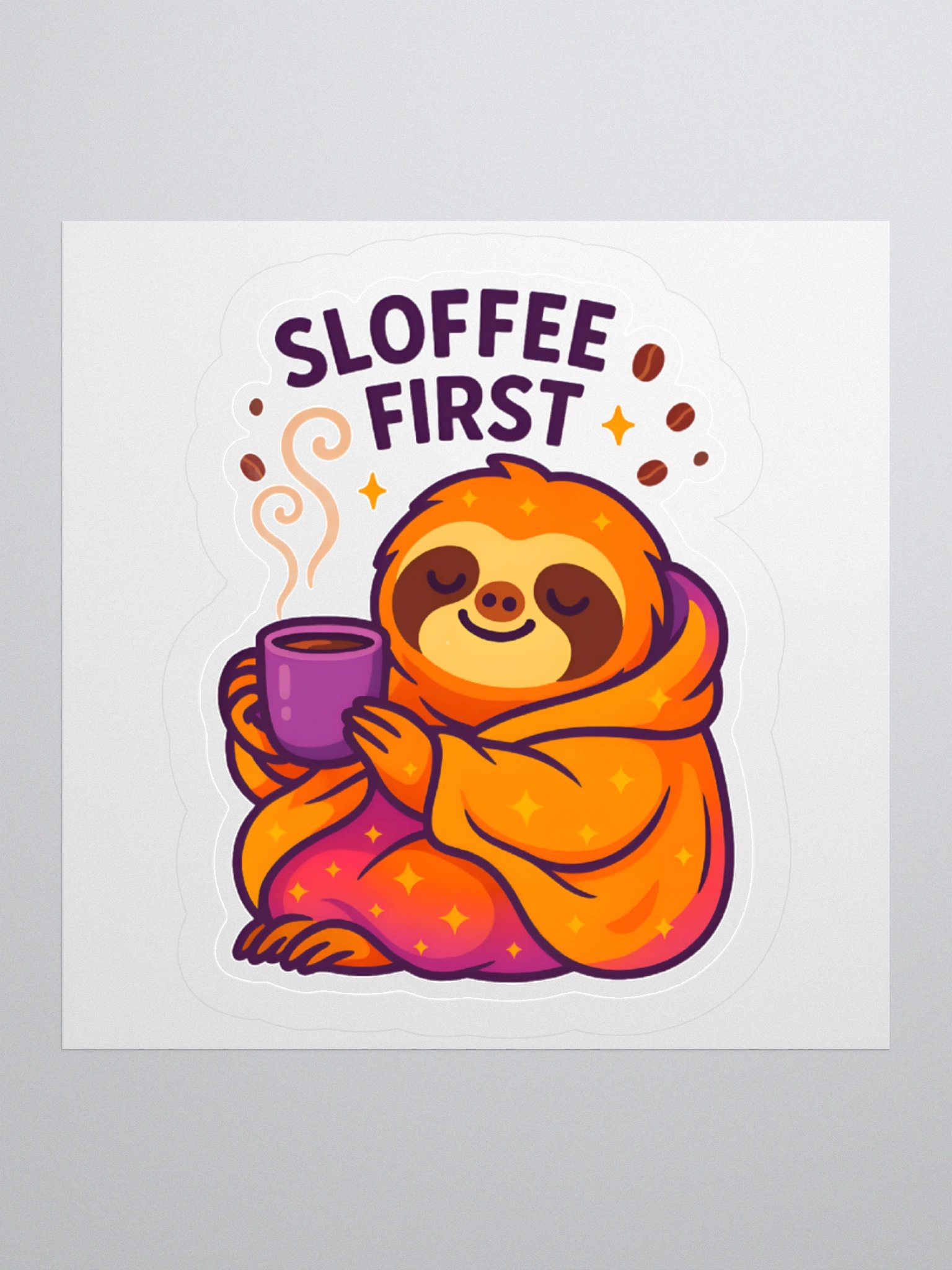 Sloffee First – 3" Funny Coffee Sloth Sticker | Sloths Having Snacks Collection product image (1)