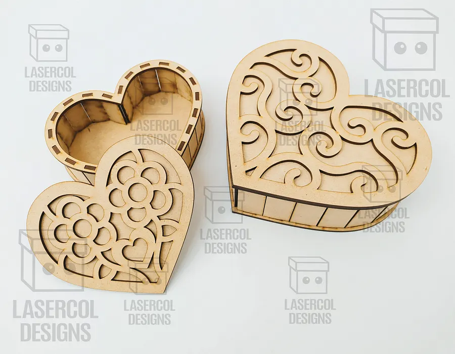 Heart Shaped Box Set 1 (5 Styles, 3 Sizes) - Laser Cut Files product image (4)