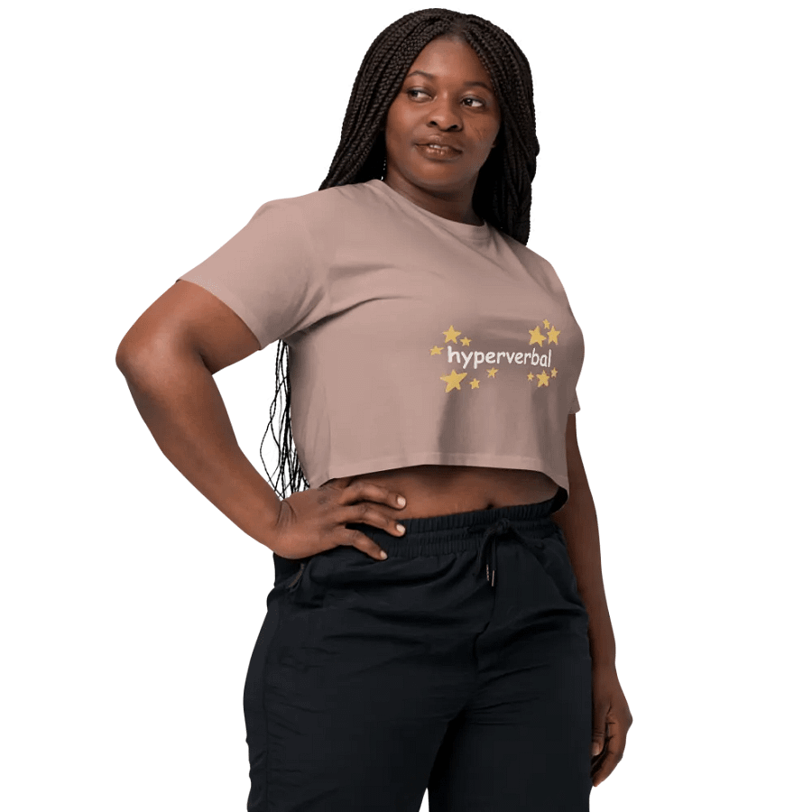 hyperverbal (comic sans with stars) printed crop top product image (50)