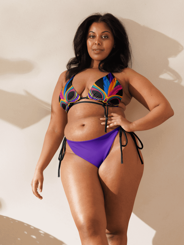 Low Rise Cheeky String Bikini, Mardi Gras Top, Purple Bottoms product image (2)