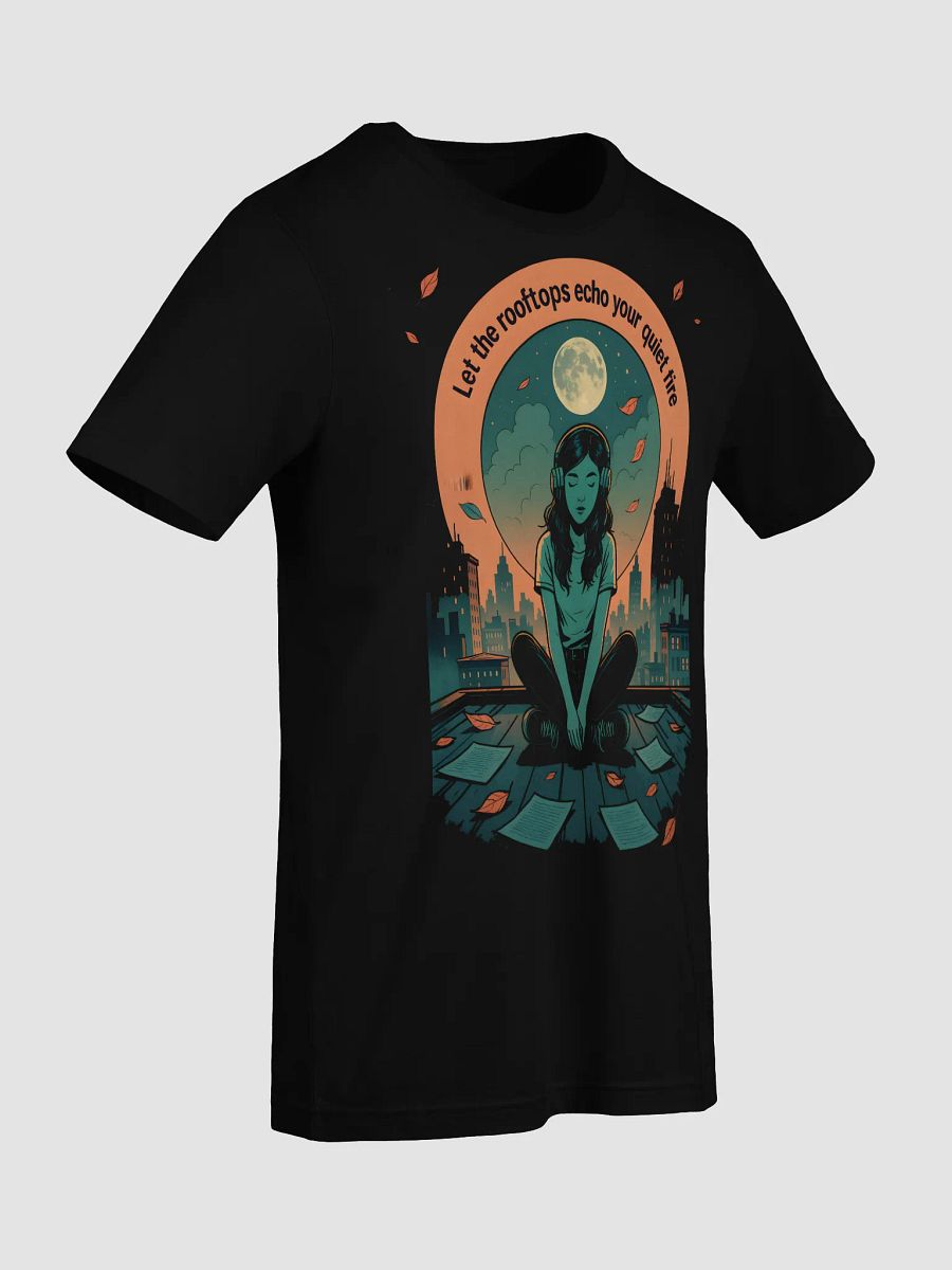 Let the Rooftops Echo – Dreamy Urban Night Art for Soulful T-Shirts product image (9)