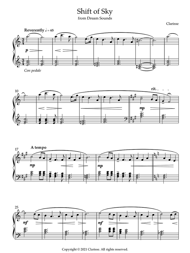 Shift of Sky - Sheet Music product image (1)
