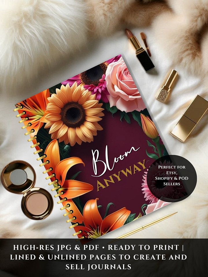 Bloom Anyway – Commercial Use Journal Covers Set with Lined & Unlined Pages | PDF + JPG product image (2)