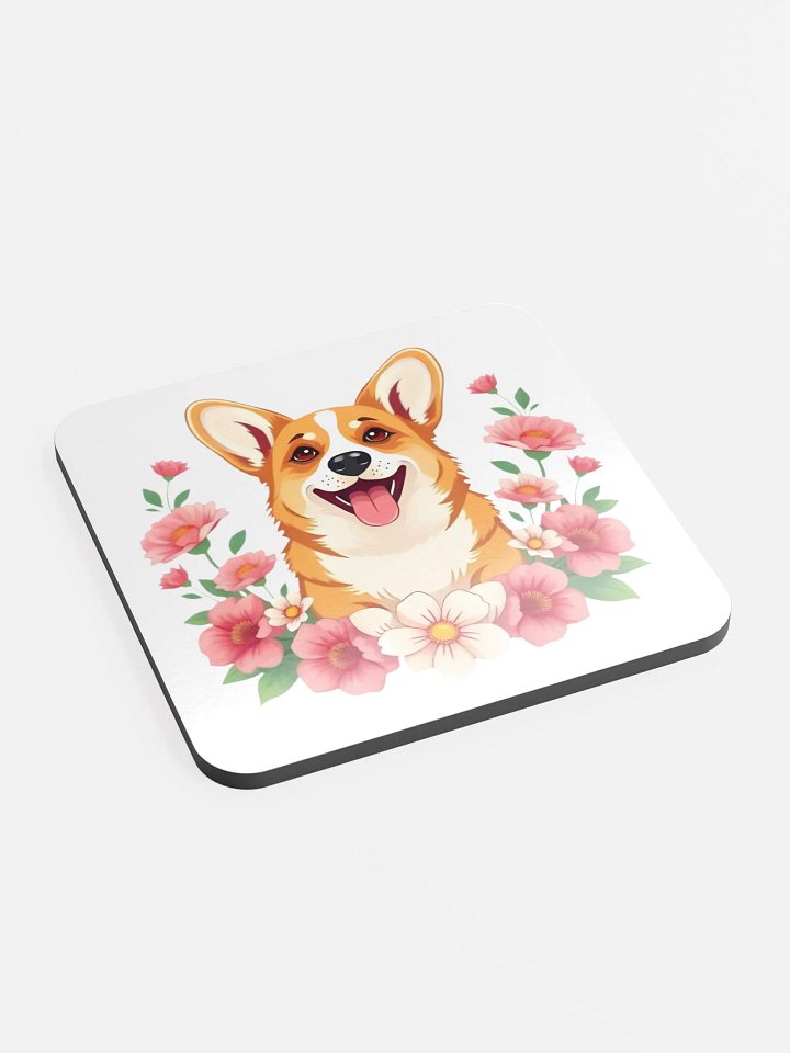 Floral Corgi Cork Coaster product image (1)