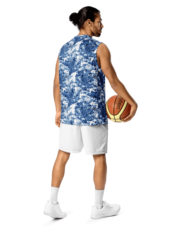 Azure Jungle | Recycled Unisex Basketball Jersey product image (3)