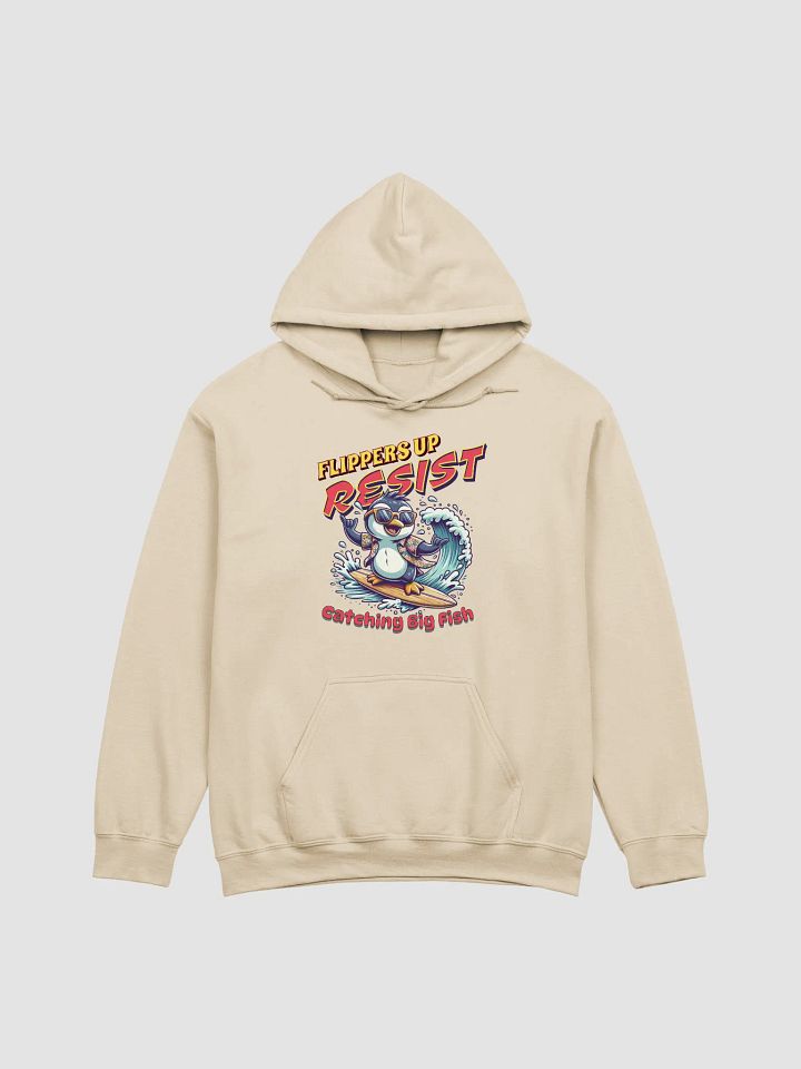 Flippers Up Resist Catching Big Fish Penguin Surfing Classic Hoodie product image (13)