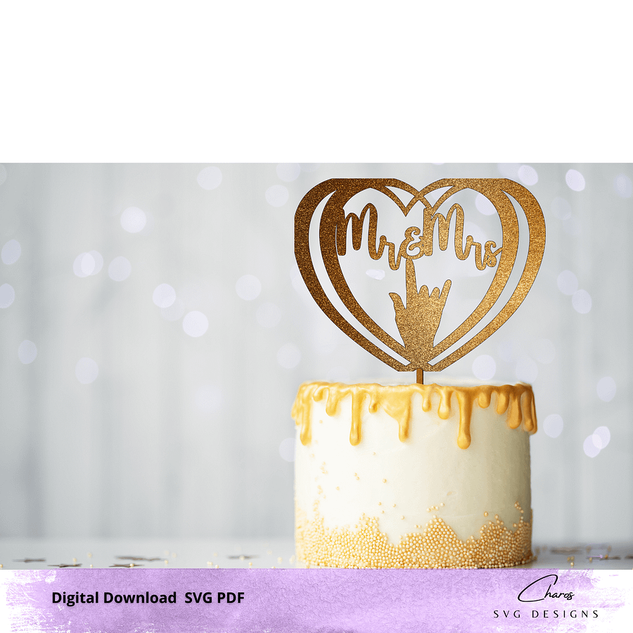 Mr and Mrs I Love You in ASL Cake Topper product image (2)