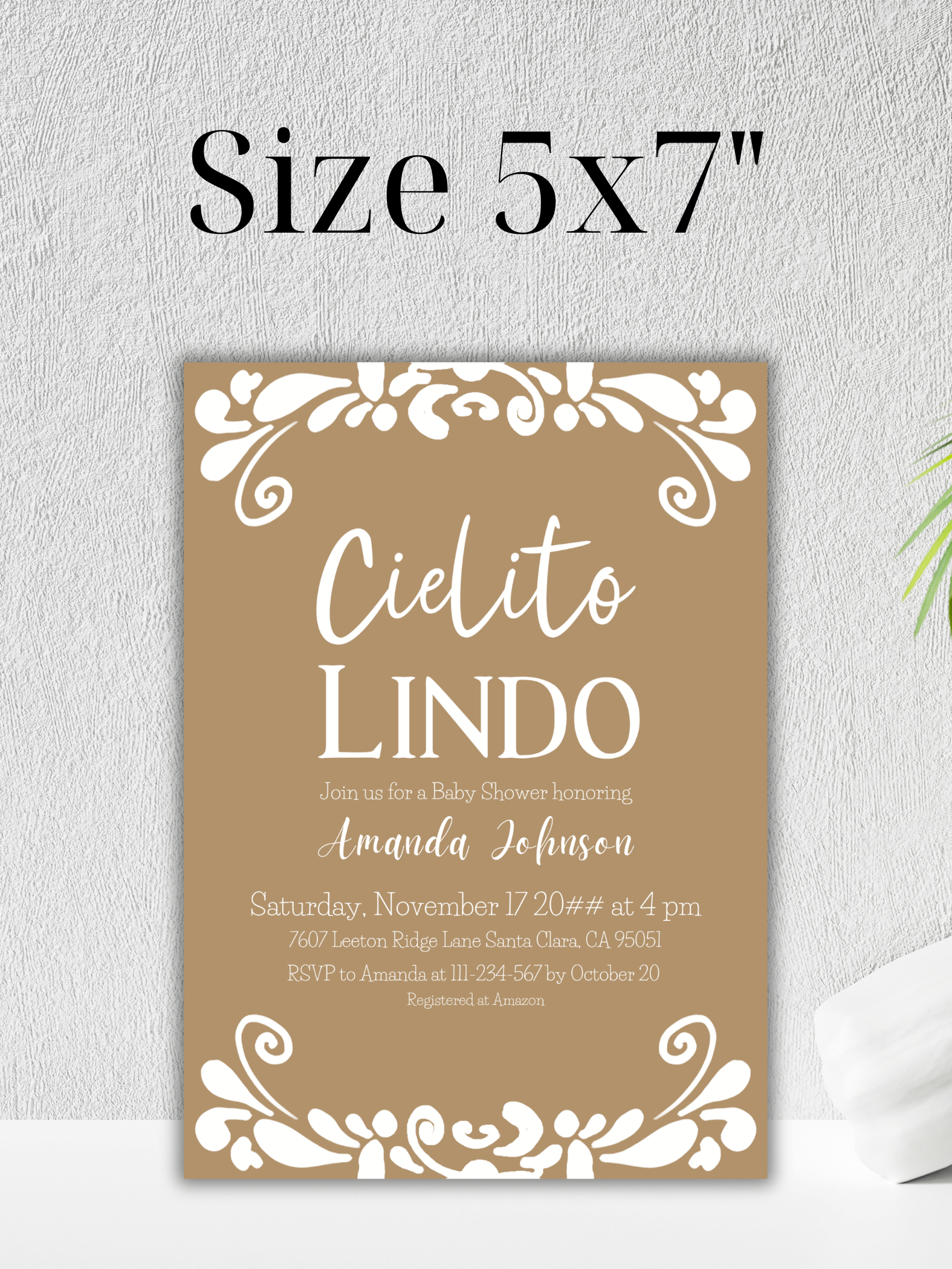 Cielito Lindo Baby Shower Invitation Template for your Talavera Inspired Mexican Fiesta Party - Beige Gender Neutral Printable Invite product image (2)
