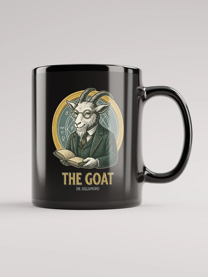 Dr. Dillamond "The GOAT" Broadway Mug – Black Glossy Ceramic Coffee Cup product image (2)