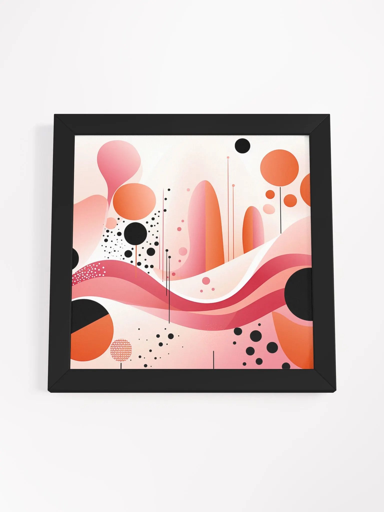Colorful Pink,Orange and Black Abstract Wall Art product image (35)