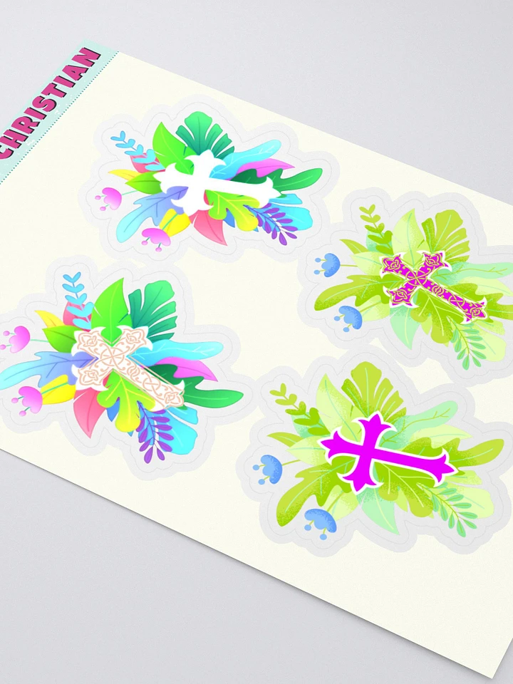 Green Floral Crosses Sticker Sheet product image (2)