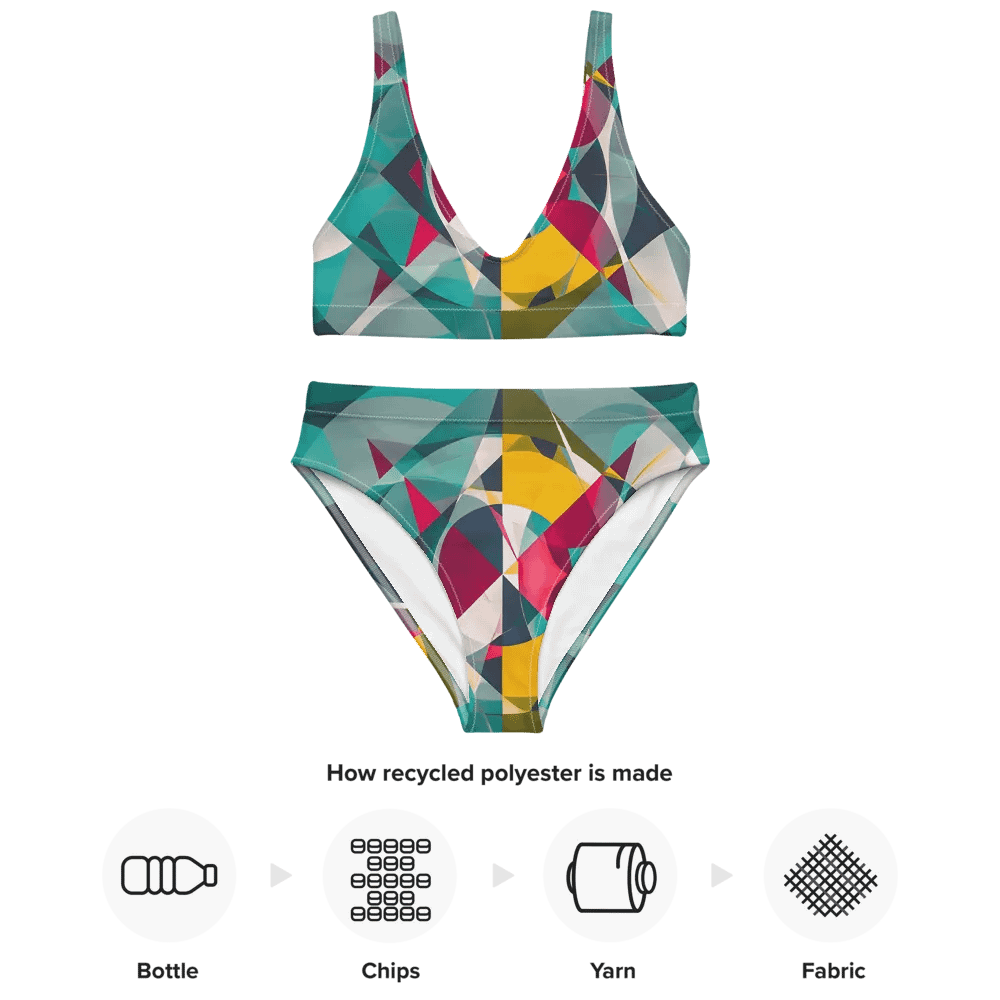 Abstract Lithographic Pattern Design High Waisted Bikini - V9 product image (3)